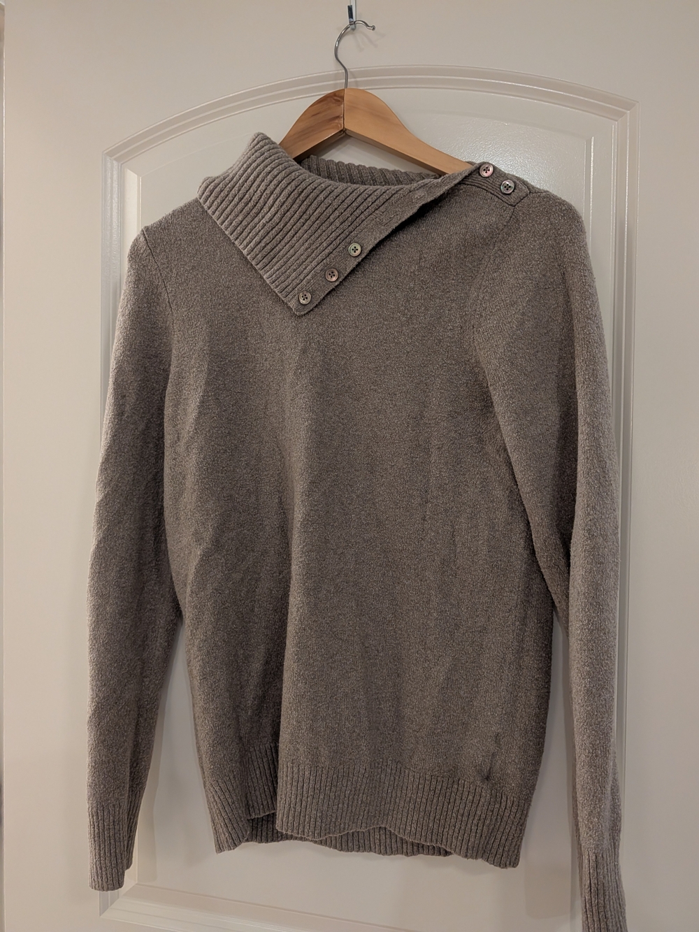 GAP Taupe Button-Detail Turtleneck Sweater